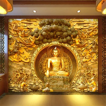 Beibehang zlatni Buda budistički hram freska na red veliki dnevni boravak zaslon pozadina zida stereo 3d desktop pozadine