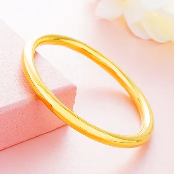 6 mm debljine je jednostavan elegantan klasična ženska narukvica od žutog zlata ispunjen vjenčanje narukvica čvrste nakit izravna dostava