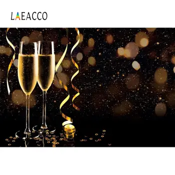 Laeacco Happy New Year Party Decor Traka Šampanjac Grašak Festivali Dijete Dijete Plakat Foto Pozadini Fotografskog Pozadina