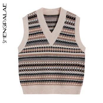 SHENGPALAE 2021 novi jesenski kardigan dugih rukava pletene besplatno trendy pulover Femme džemper bez rukava prsluk, jakna ZA5553