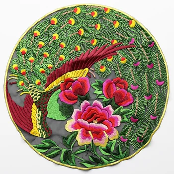 Veliki veličina okrugli oblik cvijet Phoenix vezeni patch šivati odjeću primjena zakrpe za odjeću vjenčanicu pribor