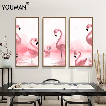 Pink Flamingo Ispis Na Platnu Skandinavski Plakati I Dezena Platna Za Slikanje Cuadros Decoracion Wall Art Pozadina Za Plakat S Javnošću