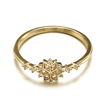HuiSept zlato boje prsten 925 srebrni nakit Pahuljica oblik AAA Cirkon dragulj žene prstenje nakit za vjenčanje u rasutom stanju