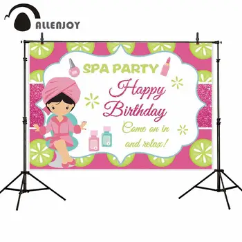 Allenjoy photography background spa day party Happy birthday girls banner kids decoration pozivatelja photo background photozone