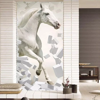 Custom pozadine 3D stereoskopski reljefni Bijeli Konj je moderna kreativne umjetnosti mural dnevni boravak Ulazni hodnik foto tapeta