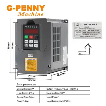 G-penny 800W ER11 Water Cooled Spindle Motor Water Cooling & 1.5 KW VFDS Inverter Variable Frequency CNC Spindle Speed Control