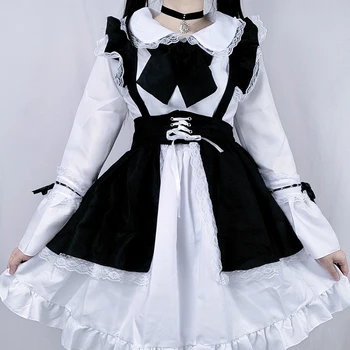 Žene Djeveruša Haljina Lolita Haljina Slatka Anime Anime Crno Bijela Pregača Cosplay Djevojka Haljina Muškarci Uniforma Kavana Odijelo Мукама