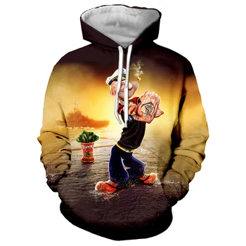 Novi 3D tiskano Popeye špinat hoodies hoodies Muškarci Žene Casual majica majica sportski odijelo Harajuku vrhovima djeca Popeye hoodies