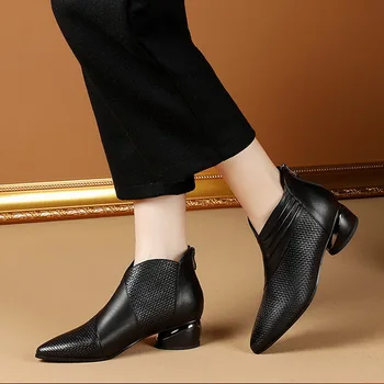 2020 britanski stil Chelsea Čizme,Ženske cipele za jesen/zimu,gol za cipele,Oštar čarapa,stražnji zatvarač,Ženske cipele za noge,crna,smeđa