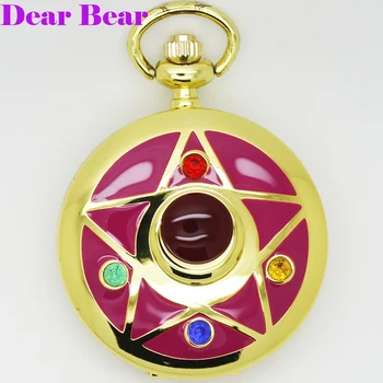 (1054) novi zlatni ton crtani anime Sailor Moon džepni sat,12 kom./lot , promjer 4 vidi Veliko