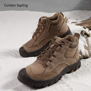Zlatni sadnica vanjski muške čizme za brdski trekking moda zima Muške cipele od prave kože vojna klasična Casual cipele