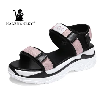 MALEMONKEY 821516 Dama sandale na platformu ženske espadrilles ljeto 2020 Dama moda vanjski čarapa vanjski udobne ženske sandale