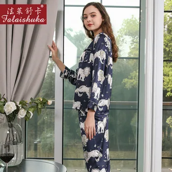 19 momme originalan svilenih pidžama setovi žena pidžama korejski elegantna crna moda Lav čista svila Ženske pidžame T8255