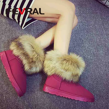 FEVRAL Woman Zimske Čizme New Fashion Color Quality Ladies Ankle Boots 2021 vodootporne Casual cipele Woman Keep Warm Snow Čizme