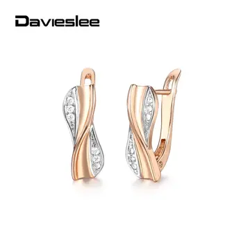 Davieslee 585 rose gold punjeni stud naušnice za žene Djevojke utro jasno cirkonij elegantan nakit najbolji pokloni DGE269