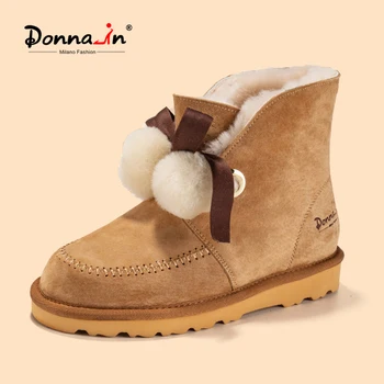 Donna-in 2020 zima toplo krzno snijeg platforma нубук koža dlaka Ženska cipele čizme nova moda originalni dizajn