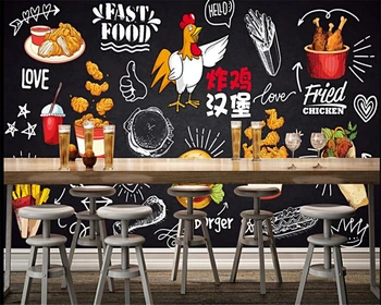 Beibehang Classic stereo papel de parede 3d pozadina cool odbora crtan pečena piletina burger hrane gurman pomfrit pozadina
