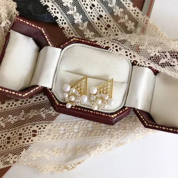 LAMOON 925 sterling srebra biserne naušnice za žene stare šuplje uha jakna 14k pozlaćeni dizajnerske fin nakit 2019 LMEI086