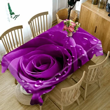 Пурпурная ruža 3D stolnjak je vodootporan večera kava cijele pravokutni stolnjak glavni ukrasni poklopac površine jastučnicu