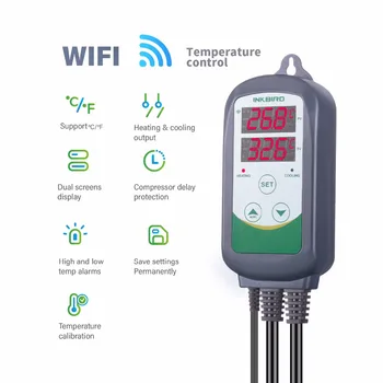 Inkbird ITC-308 WIFI digitalni regulator temperature na izlazu termostat, 2 stupnja, 2200 W, w / senzor EU Digitalni priključak za kućnog piva