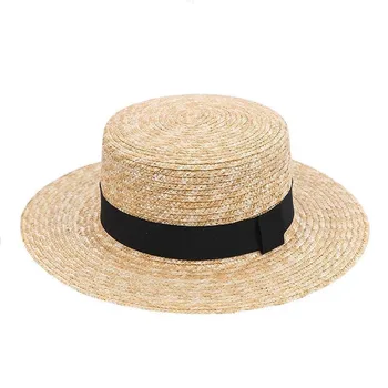Žena sun hat 2017 ljeto nova moda pšenica Panama sun hat plaža hat traka luk čvor vojno pomorski stil slamnati šešir žena cap 15