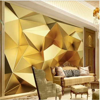 Zlatna geometrijski desktop poligon 3d stereoskopski Europski TV pozadina zida 3d zidne tapete za dnevni boravak