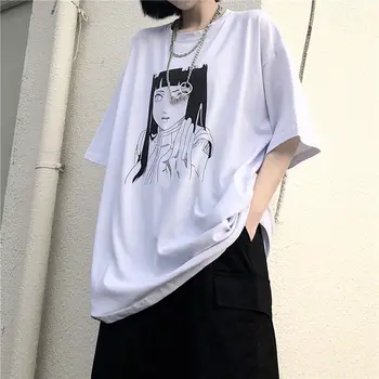 Korejski INS Naruto Hinata Print Shirt Slatka Character Tops Harajuku Summer Tops Plus Size majica s kratkim rukavima odjeća Muškarci Žene