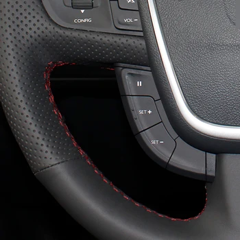 LQTENLEO Crna umjetna koža ručni rad poklopac volana za vozila Peugeot 508 2011-2018 508 SW 2011-2018