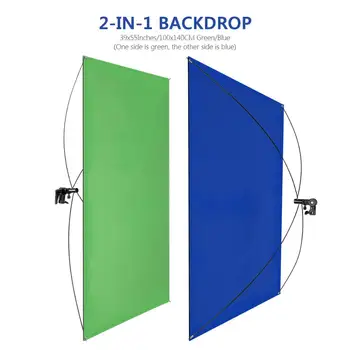 Neewer 39x55Inches/100x140CM prijenosni 2-u-1 хромакей plava/zelena pozadina zaslon s 4 fleksibilni igle/nosač/torba za nošenje