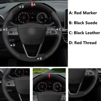 DIY izrađene ručno navlake za volan automobila black suede za Seat Leon 5F Mk3 2013-2020 Ibiza 6J Tarraco Arona Ateca Alhambra