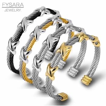 FYSARA poznat parica kabela žice narukvice X dizajn narukvice žene nakit muški pljuska narukvica modni božićne Pulseiras