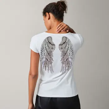 Nova moda Krila Anđela aplicirano tropska ženska Majica Camisetas kratkih rukava casual majica za žene pamuk veliki veličina majice