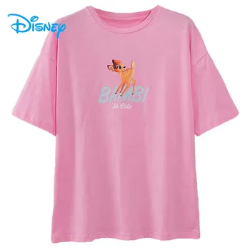 Disney t-shirt Ženska moda pre Bambi jelen cvjetni crtani majica za žene ljeto berba random besplatne majice majice O-izrez Femme