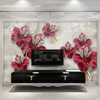 Običaj 3D slike pozadina predivna stereo nakit cvijet tv zidno slikarstvo Dnevni boravak Spavaća soba netkani zidni vodootporne tapete