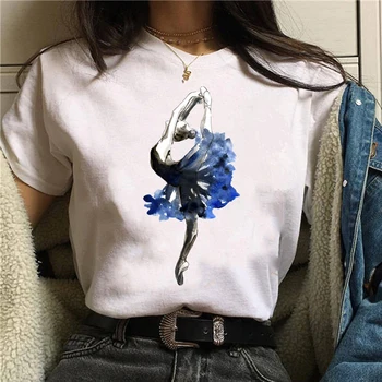 Vogue Harajuku Ullzang T Shirt Women Funny Cartoon Ballet T-shirt 90s Graphic Aesthetic Tshirt Fashion Kawaii Top Tees