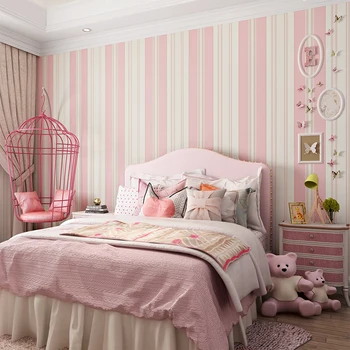 Dječja soba desktop spavaća soba romantični Pink Princess soba Zaštita okoliša netkani plave trake tapeta role papira