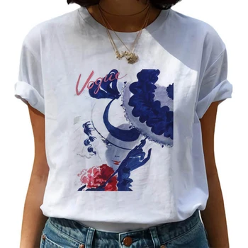Vogue Princess T Shirt estetski ženska moda djevojke 90s majica Harajuku Ulzzang Seksi Feather Graphic Print ljetne majice Ženske