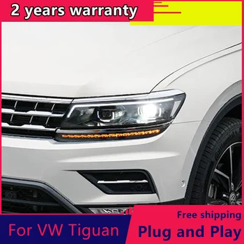 KOWELL Car Styling for VW Tiguan Headlights 2017 New Tiguan LED Far LED DRL Bi Xenon Objektiv Far High Low Beam Parking