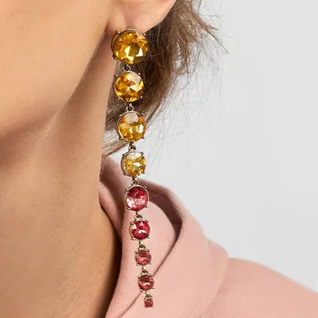 VG 6YM moda šarene kocke Cirkon perle naušnice pada za žene CZ Crystal zlatna boja romantični dugo visiti naušnice nakit
