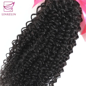 LINKELIN Kinky Curly Human Hair Bundles Remy brazilski ljudske kose Tkati prirodna boja kose ekstenzije možete naručiti 1/3/4 grede
