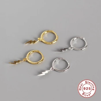 Pomoćnik 925 sterling srebra moda munja privjesak male naušnice za žene fin nakit zlato srebro Huggie naušnice na poklon
