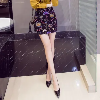 SEXMKL plus size kratke mini suknje, ženske cvjetni print Bodycon visokim strukom suknja Seksi korejski ženski ulični suknja olovka Jupe