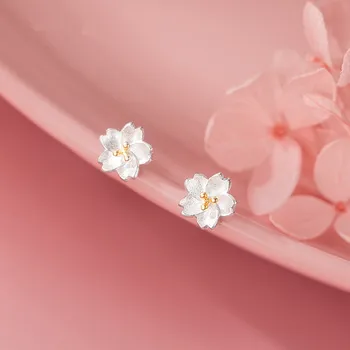 WANTME Real srebra 925 slatki romantični bijelo cvijeće mini naušnice za žene načina stranke svadbeni nakit 2020