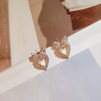 Vruće prodaja luk srce naušnice srebra 925 diamond naušnice za Lady vjenčanje naušnice u rasutom stanju