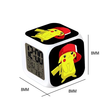 Pokémon Alarm Clock LED Digital Clock 7 Color Changing Light Night Glowing Kids Stolni satovi dječji dar za djecu