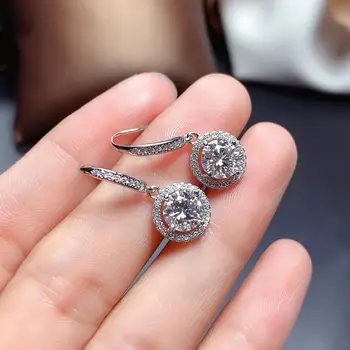 925 sterling srebro nakit naušnice klasični stil Dijamant nakit Mosan diamond 2CT kružna 6. 5mmx2 naušnice vjenčanje dar ea