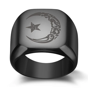 Nova moda klasicni star Mesec титановое čelična prstena, arapski muslimanski stil prsten, unisex