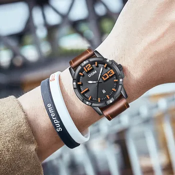 DOM 2018 novi satovi muški veliki brojčanik moderan Sport kvarcni sat je vodootporan koža muški sat marke luksuznih Relogio Masculino M-1218