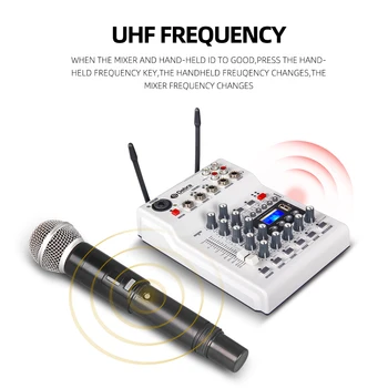 Debra Konzole DJ Mixer Soundcard s 2-kanalni UHF bežični mikrofon za kućnog PC Studio Recording DJ Network Live Karaoke