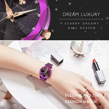 WWOOR Women Watch Top Brand Luxury Starry Sky Mesh Ladies Bracelet Watch Fashion Crystal Dress Kvarcni ručni sat Women Poklon 2021